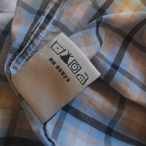 Bristol & Bull Brown, Light Blue, Tan and White Checkered Mens Shirt Size L - Picture 8 of 8